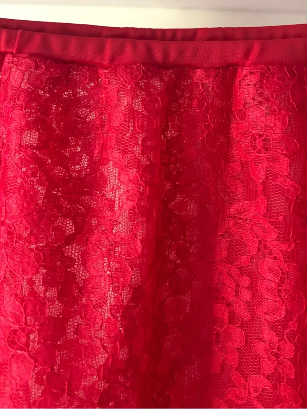 Vintage 60s Full Bright Red Lace Half Slip Size Medium - Picture 4 of 14
